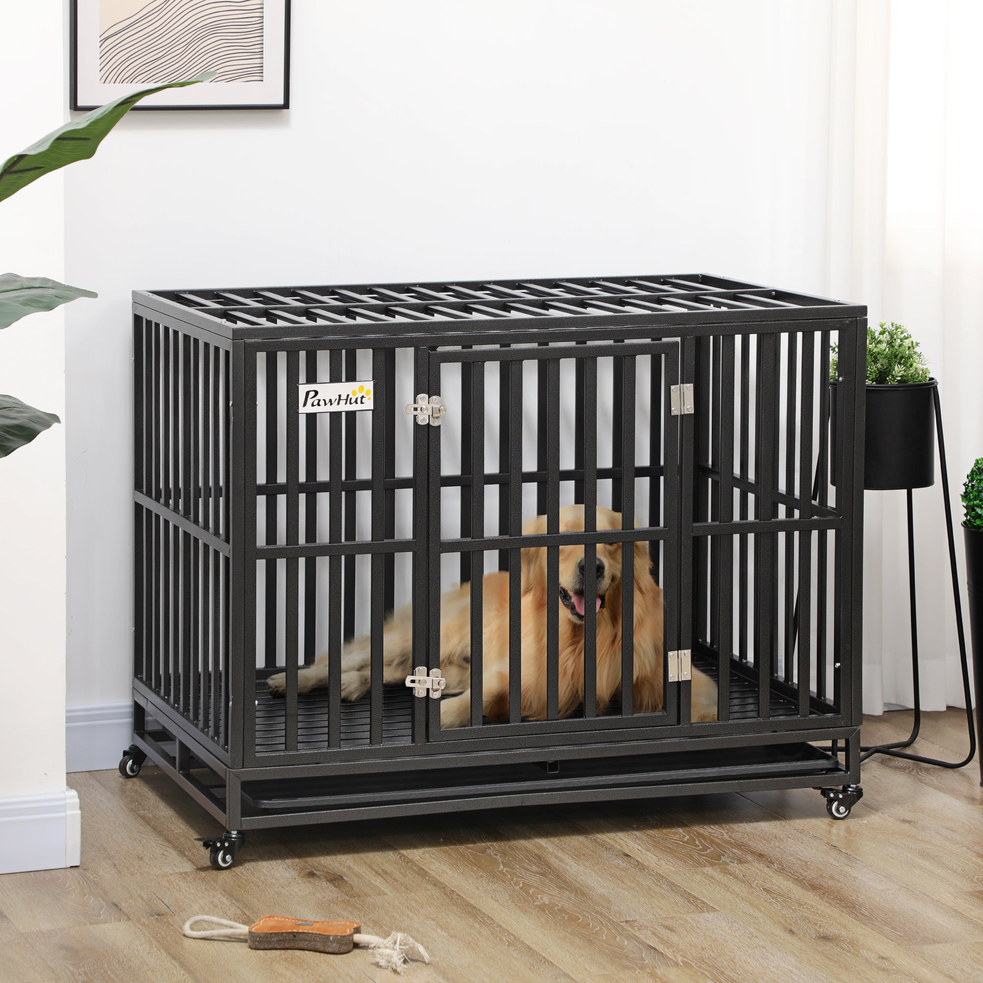 Heavy-Duty Dog Crate with Playpen (44")