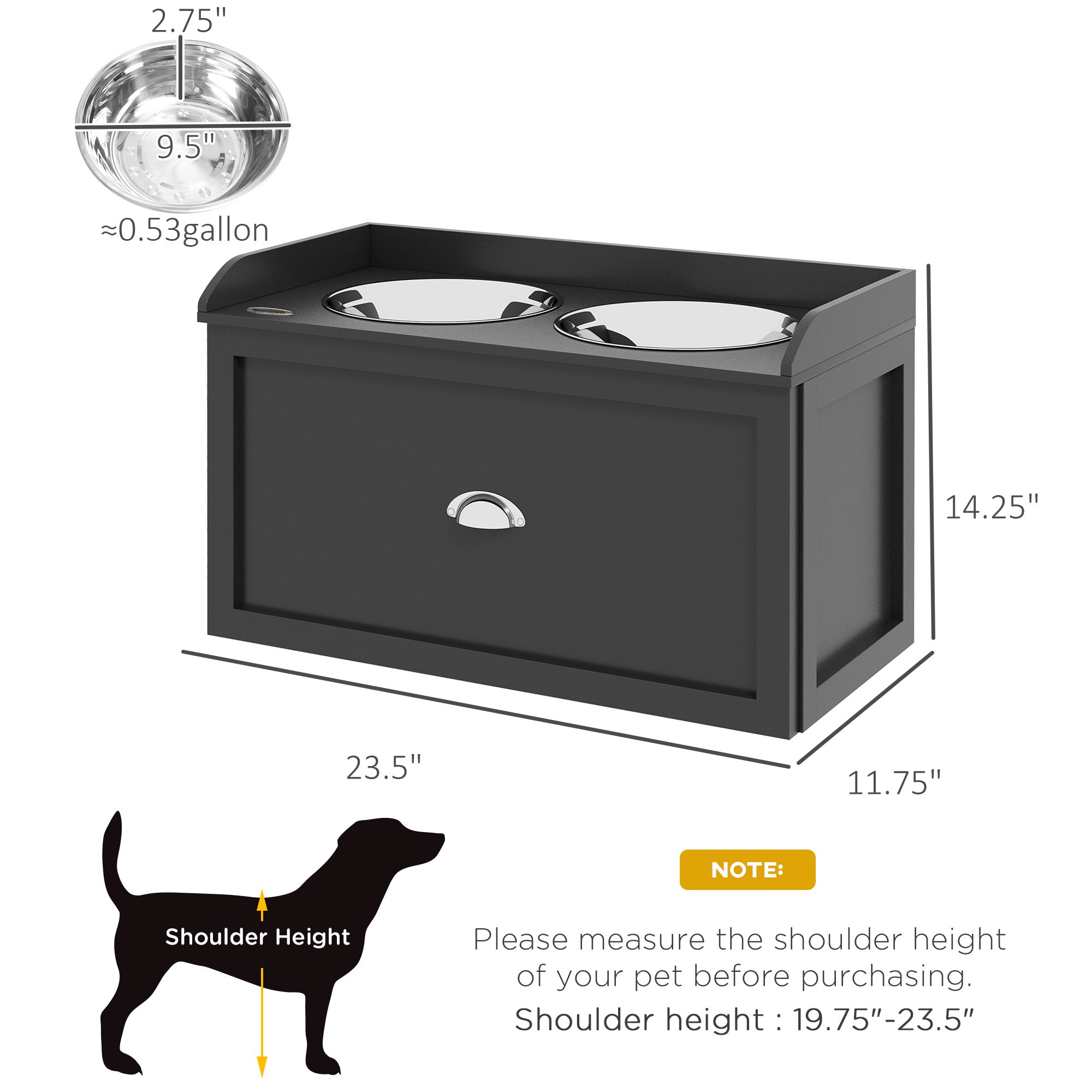 Elevated Dog Feeding Station with Storage
