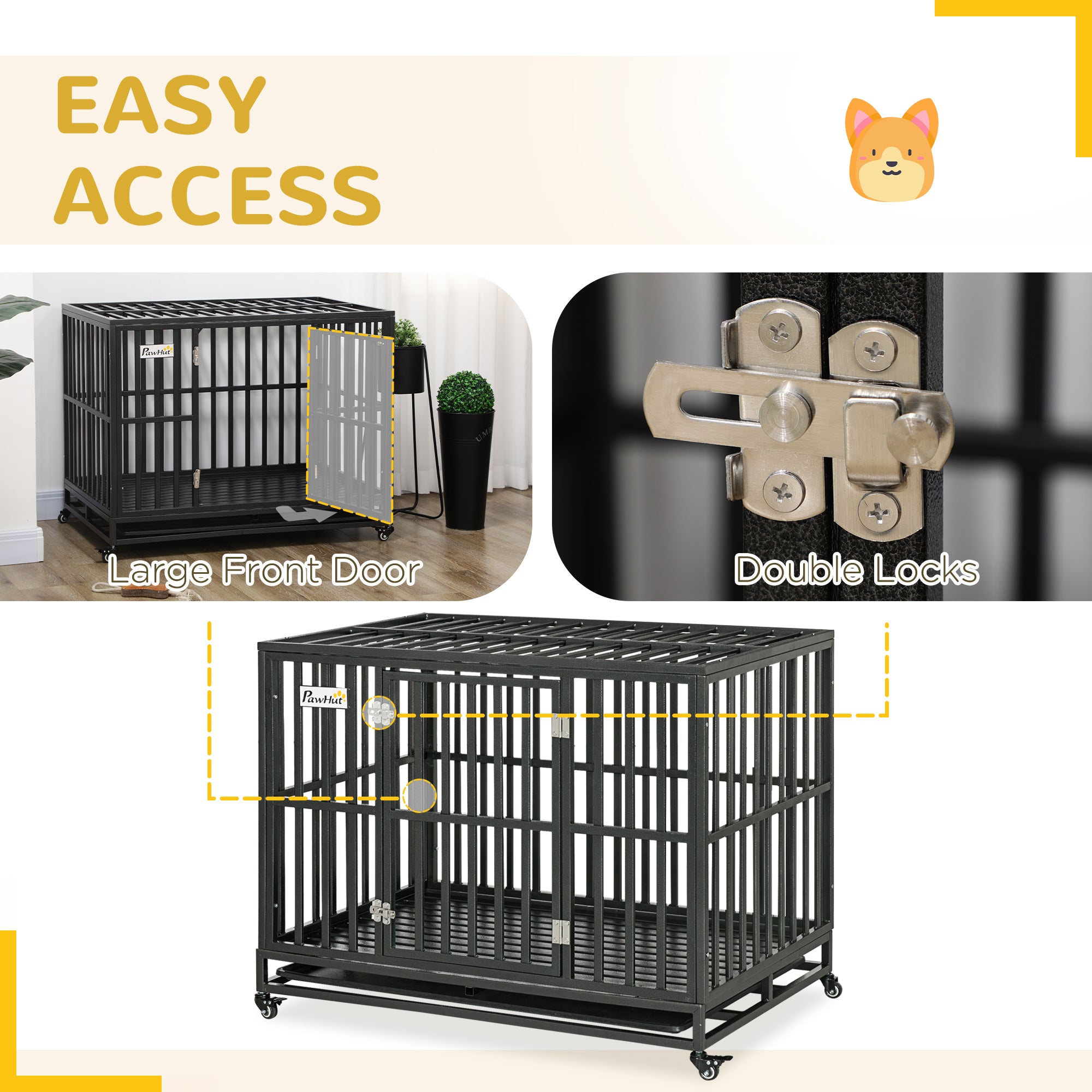 Heavy-Duty Dog Crate with Playpen (44")