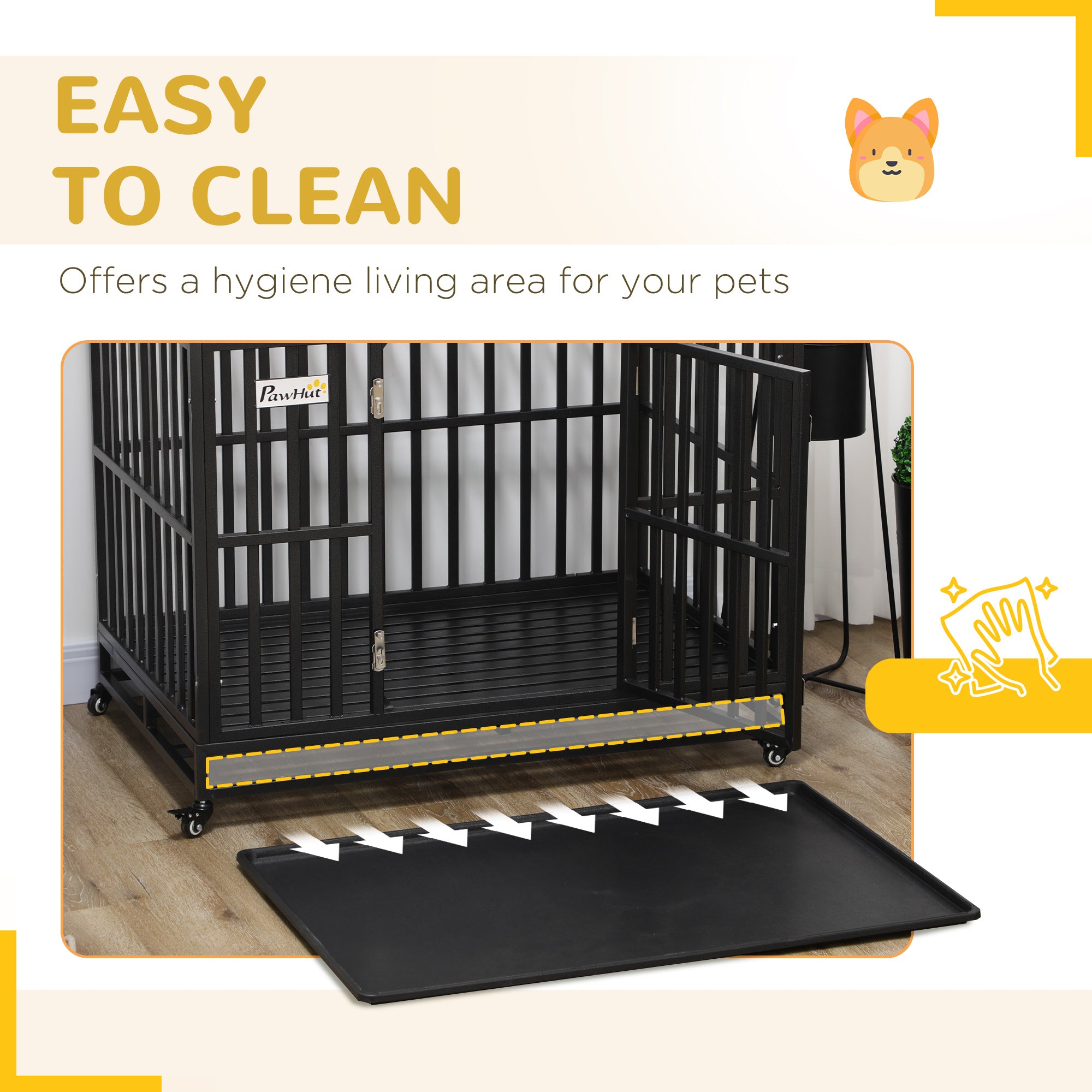 Heavy-Duty Dog Crate with Playpen (44")