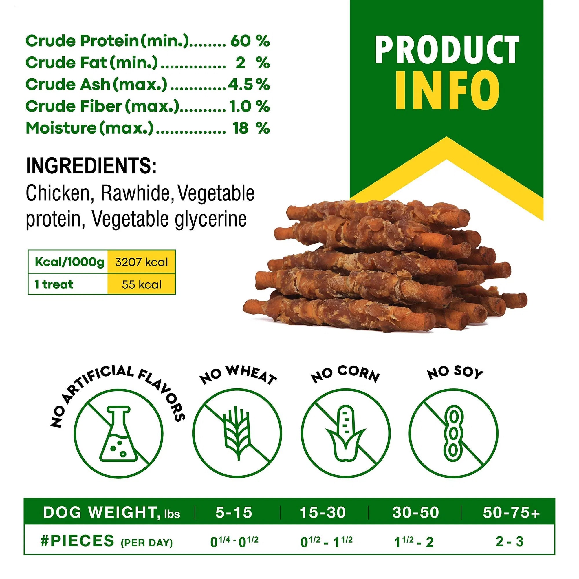 Smoked Rawhide Chicken Chew Sticks